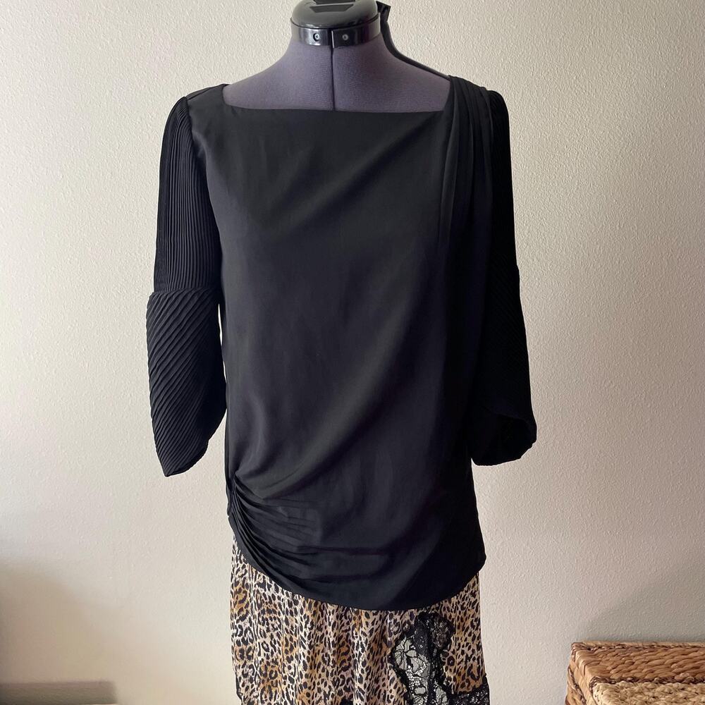 Diane Von Furstenberg DVF black asymmetrical blouse | Size 4